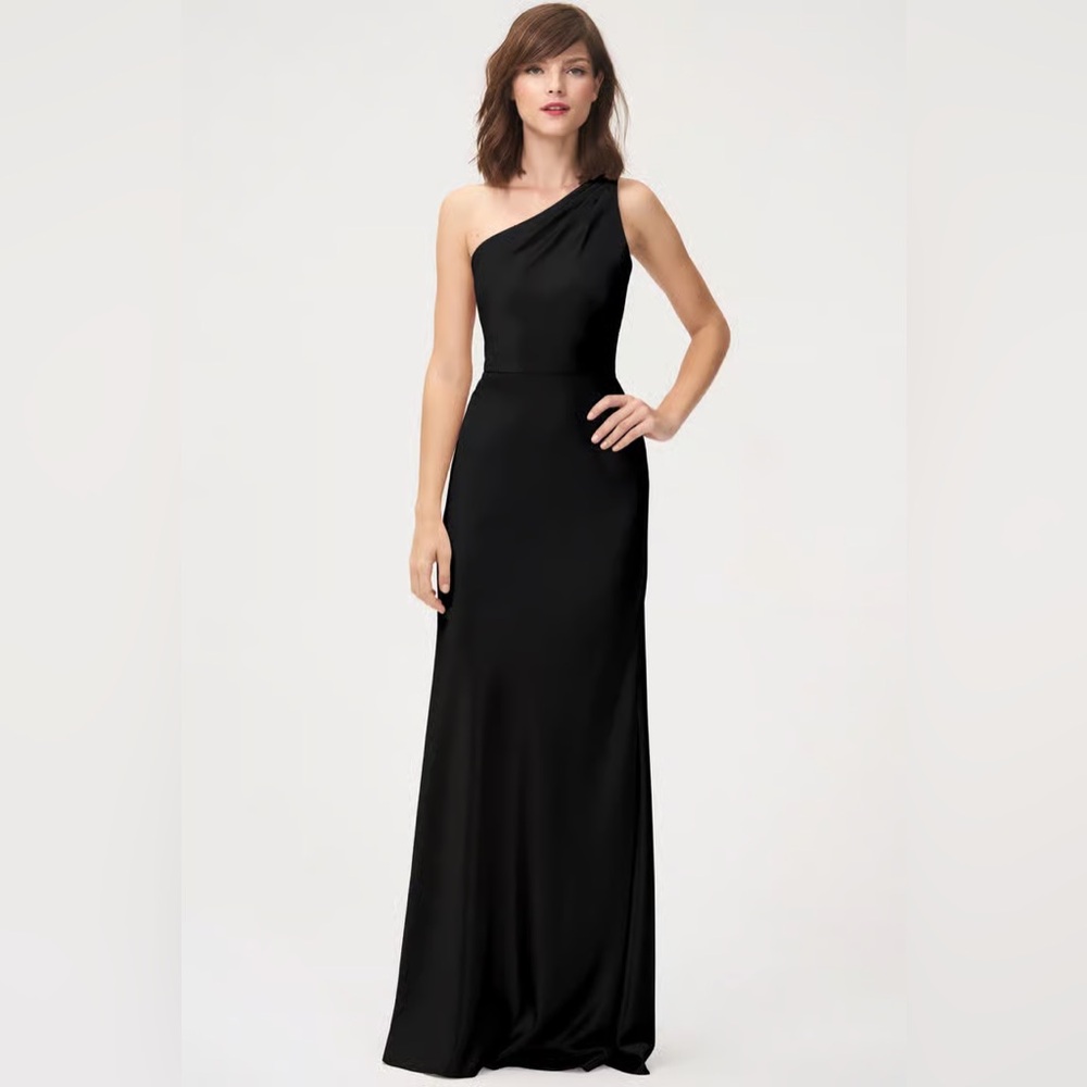 Jenny Yoo Lena Black Satin Dress Size 6
